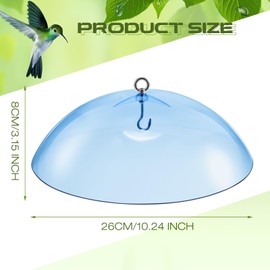 2 Pcs 10 Inch Squirrel Baffles Plastic Bird Feeders Protective Cover Dome Rain Proof with Hooks for Hanging Bird Seed Covers Rain Guards(Clear, Blue)