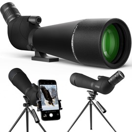 20-60x80 Spotting Scope with Tripod Phone Adapter BAK4 Monocular Telescope Black