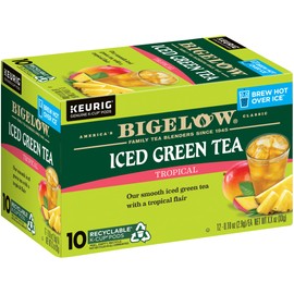 Bigelow Tea Unsweetened Tropical Green Iced Tea Keurig K-Cup Pods, Caffeinated Tea Keurig Tea Pods, 10 Count (Pack of 6), 60 Total K-Cup Pods