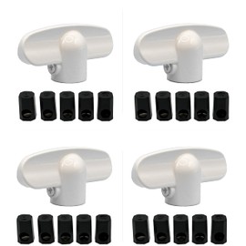 Universal Tee-Crank Casement Window Crank Handle,5 spindles(White) (4 Pack)