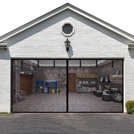 LIAMST Garage Door Screen for 2 Car Garage Door-16x7FT Reinforced Fiberglass Garage Screen, Magnetic Garage Screen Door