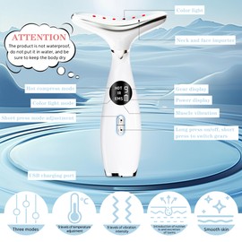 ZoGoo Face and Neck Beauty Massage Wand, 3 Modes - 9 Vibration Frequencies - LED - Heating, 3-in-1 Facial Sculptor for Skin Care at Home Therapy Face Massager Tool for Skin Tightening and Lifting