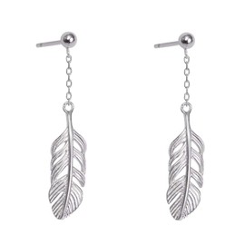 Iszie 925 Sterling Silver Feather Dangle Drop Women's Earrings Gift for Girls Women