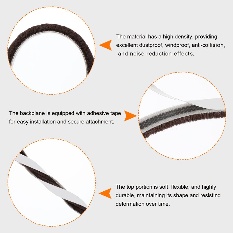 uxcell Self Adhesive Brush Seal Weather Stripping 1/4" x 9/32"