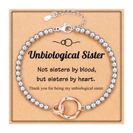 UPROMI Unbiological Sister Gifts Soul Sister Bestie Gifts for Women Birthday Easter Galentines Valentines Day Gifts for Friends Unbiological Bracelet
