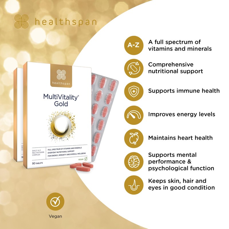 Healthspan Multivitamin Gold (180 Tablets) | A-Z Formulation | Wellbeing