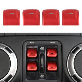 HTHE Window Switch Button Cover Fit for Jeep Wrangler JK JKU 2012-2018 Interior Accessories (4Pcs,Red,Aluminum Alloy)