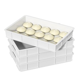 Callyne 4-Pack Commercial Pizza Dough Proofing Box, Stackable Dough Proofing Tray, White