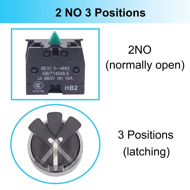 TWTADE / 2Pcs 22mm Selector Switch 2 NO 3 -
