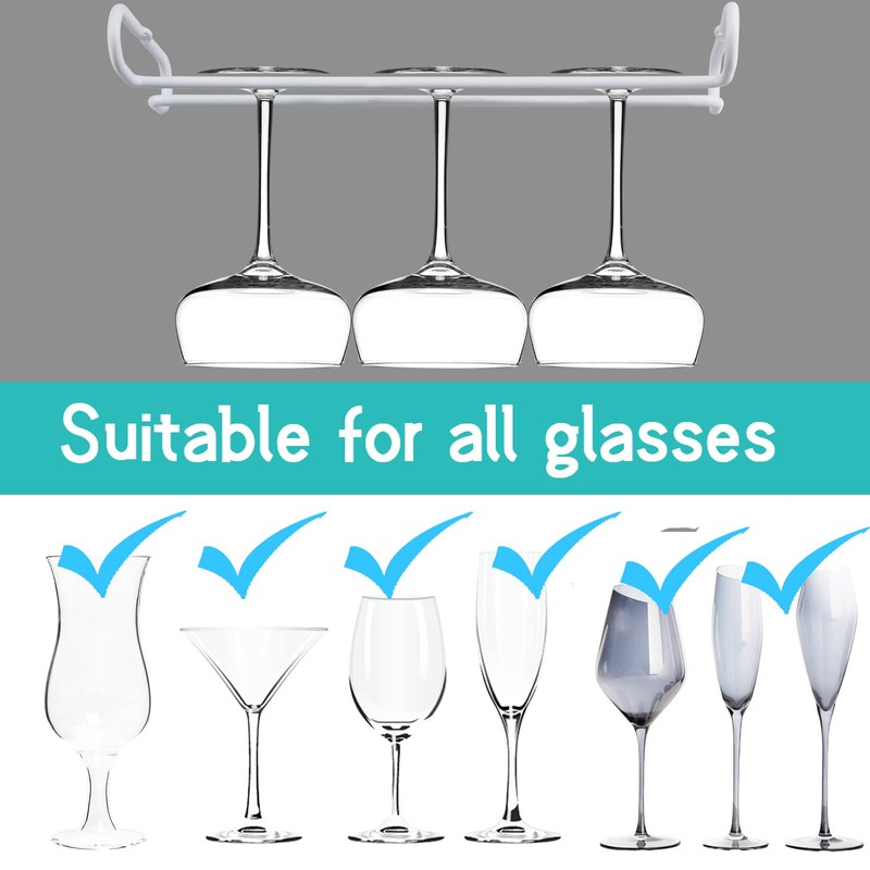 eastbao White 4 Wine Glass Rack Under Cabinet Shelf Glasses