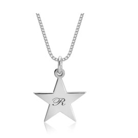 N/A DELICATE ENGRAVED STAR NECKLACE: STERLING SILVER, 24K GOLD, ROSE GOLD