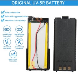 BAOFENG UV-5R Battery 3800mAh BL-5 Extended Ham Radio Battery Compatible with UV5R BF-8HP GT-5R UV-5RX3 RD-5R UV-5RTP MK2 MK3X MK5 Plus Two Way Radio Batteries Accessories