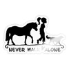 Spreadshirt Never Walk Alone Horse Dog Sticker, 10 x 10