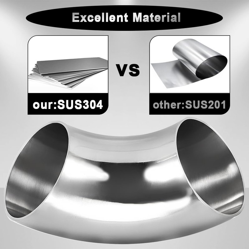 Cotonlake Stainless 4 Inch 90° Mandrel Bend Elbow, SS304 Stainless