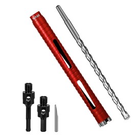 SALI Diamond Core Drill Bits 1 1/8" Diameter 10"/254mm Drilling Depth 5/8-11" Thread Core Bit Turbo Laser-Welded Segments for Cured Concrete with Brick Block Masonry with Two Adapters（Red）