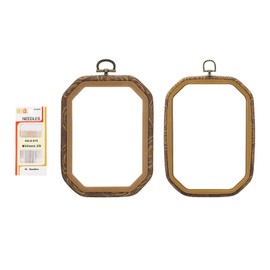 PATIKIL 2 Sizes Embroidery Hoops Set, 2 Pieces Imitated Wood Octagonal Frame Cross Stitch Hoop Ring with Needle for Embroidery Art Craft Sewing Ornaments Hanging Decoration