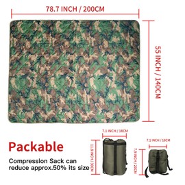 LOOGU Camo Woobie Blanket Waterproof Poncho Liner for Outdoor Camping, Hiking, Hunting, Survival, Backpacking, Picnicking, Fishing Trips