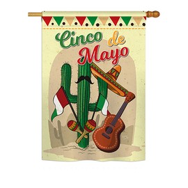 Breeze Decor Fiesta Cinco de Mayo Country & Primitive - Everyday Southwest Impressions Decorative Vertical House Flag 28" x 40" Printed In USA