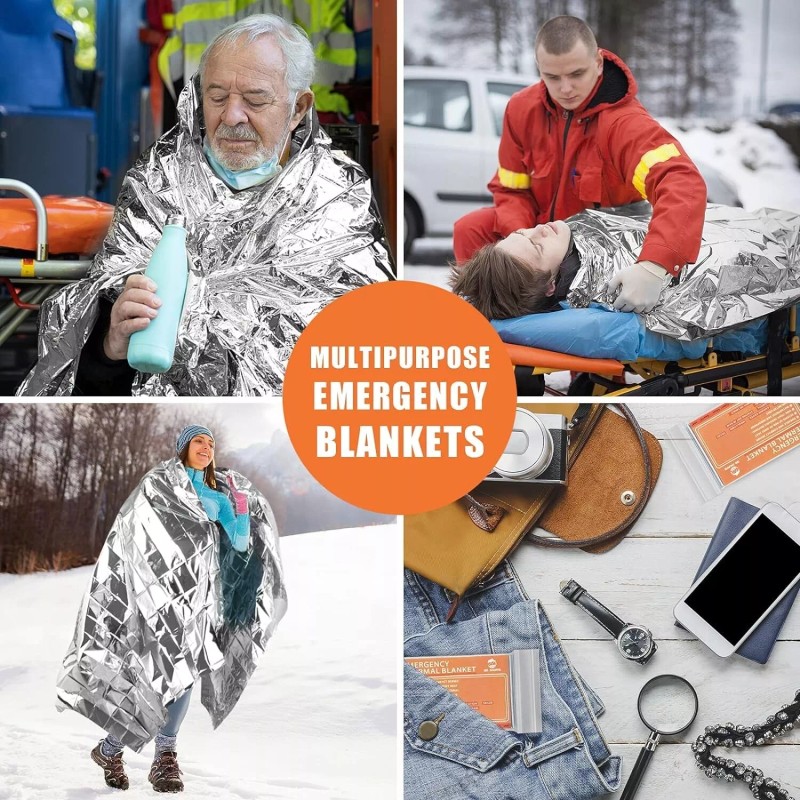 QIO CHUANG Emergency Mylar Thermal Blankets Survival Camping Blanket