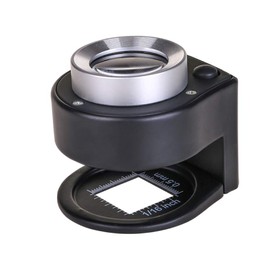 HunterBee 30X Metal Magnifier, Fabric Magnifying Glass, Linen Tester Loupe with 6 LED and UV Light, Metal Magnifying Glass with Scale for Sewing, Textile, Map Reading