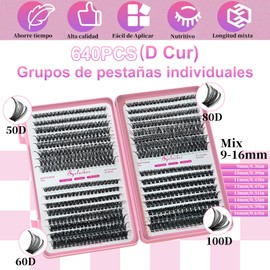 Betyked Kit de Extensión de Pestañas, 640 Pestañas Individuales,Mezcla 50-60-80-100D, 9-16MM, DIY Kit de Racimos Pestañas Postizas NaturalesTodo Con Unión Y Sellado de Pestañas Sujeción Fuerte, Pinzas Cepillo