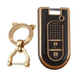 KUNIO Car Key Fob Cover Fit for Toyota Rush Daihatsu Tanto LA600S LA800S Perodua Key Protective Cover Keychain TPU Key Holder 2 Buttons C Black