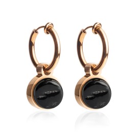 Clip Ohrringe mit Anhänger • Roségold Ohrclips aus Edelstahl vergoldet • mit Charm in schwarz zum Wechseln • nachhaltig & handgemacht • MIX AND MATCH • Ø 14 mm