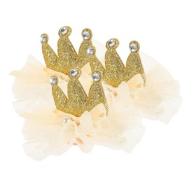 Ipetboom 3pcs Children's Crown Barrette Birthday Glitter Babies Hair Clips for Styling Hair Pin Cute Little Kids Oversized Princess Crown Hair Barrettes for Baby Girls Golden Fabric