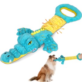 Dog Toys Cute Alligator Dog Toy Tough Plush Puppy Toy for Playtime, Training & Tug of War- Interactive Squeaky & Crinkle Chew Toy for Small to Large Dogs