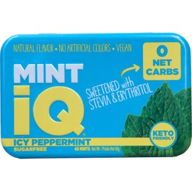 Big Sky MINT iQ Icy Peppermint Mint Candy 40 grams Pack of 6 Tins in Display Tray - Travel Size Mint Candies Tin - Keto Friendly, Vegan & Natural Flavored Candy Mints for Long Lasting Fresh Breath