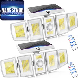 VENSSTNOR Solar Lights Outdoor Motion Sensor - 400% Brighter 7000K 3000LM 5 Levels Brightness 3 Lighting Modes 2400mAh 360° Wide Angle Illumination IP65 Waterproof Solar Flood Lights