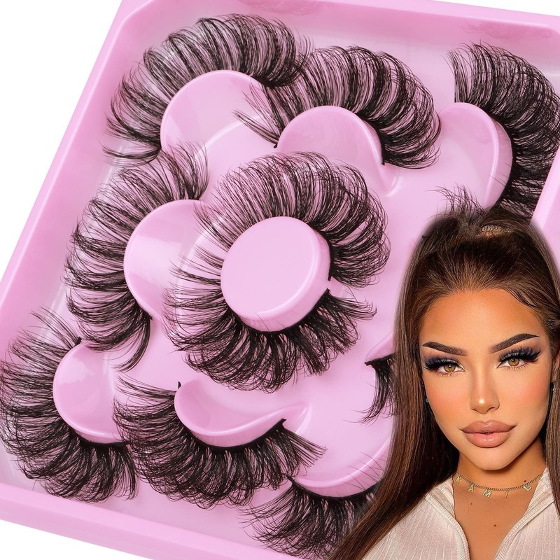 Focipeysa Lashes Mink Fluffy Wispy False Eyelashes 20mm Dramatic Faux
