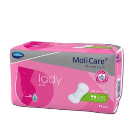 MoliCare Premium lady pad, incontinence pad for women for bladder weakness, aloe vera, 2 drops, 1 x 14 pieces