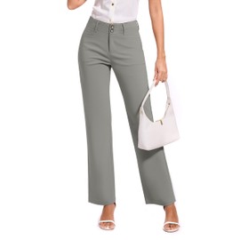 KICZOY Women's Stretch Business Straight Leg Dress Pants with Pockets Wear to Work Casual Suitpants
