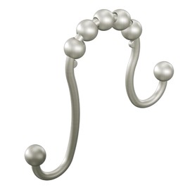 Moen Brushed Nickel Shower Curtain Rings with Double Hooks for Bathroom Shower Rod, (Pack of 12), SR2201BN
