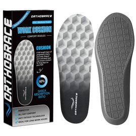 Orthobrace Work Cushion Insoles, Anti-Fatigue Inserts for All-Day Comfort and Shock Absorption, Men Women Work Boot Insoles, Memory Foam Perfect Fit, Ideal for Long Work Hours-C