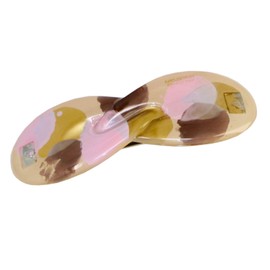 Parcelona French Hugs Pegasus Golden Pink Brown Beige Splash Medium Hand Painted Celluloid Acetate Hair Clip Barrette