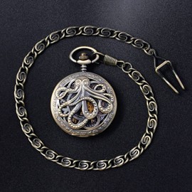 Pocket Watch Albert Vest Chain with Lobster Clasp Pocket Watch Stand Clip Pocket Watch Chain Vintage Metal Alloy Chain Accessories, bronze