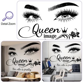 Buiory Eyelash Wall Decals Her Vibe is Pretty Mural Decor Removable Inspirational Quotes Wall Stickers Vinyl Queen Eye Quotes Wall Art for Women Girls Dorm Bedroom Living Room Office Background