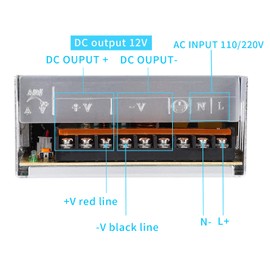 SUPERNIGHT 12V 30A 360W Power Supply AC 110V/220V to DC 12V Universal Regulated Switching Transformer Adapter Power LED Driver for 3D Printer, CCTV, Radio, Computer Project, LED Strip Lights