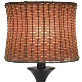 25.25"H Outdoor / Indoor Basketweave Table Lamp-Brown