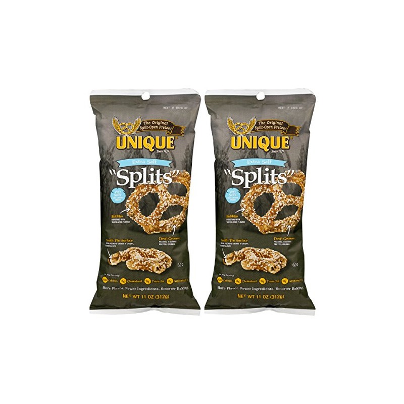 Unique Extra Salt Pretzel Splits, 11 Oz (Pack of 2)