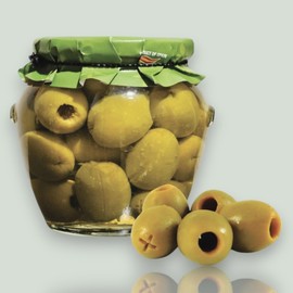 Grotaminarda | Pitted Green Gordal Olives | Aceituna sin Hueso | 20oz (580gr) | Pack of 1
