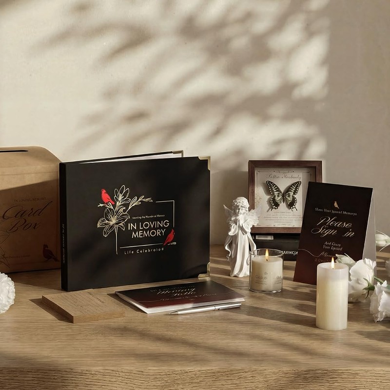 molekaus Cardinals Funeral Guest Book for Memorial Service Set