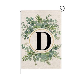 wyooxoo Monogram Letter D Floral Garden Flag 12x18 Inch Double Sided Outside Outdoor Family Last Name Initial Yard Flag (D)