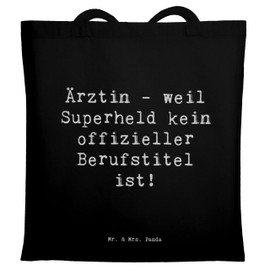 Mr. & Mrs. Panda Tragetasche Spruch Ärztin Superheld - Geschenk, Magie, Einkaufstüte, Diagnose, Respekt, Berufsprodukte, Kinderarzt, Beutel,