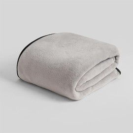 OHS Large Throws for Sofas, Soft Cosy Fluffy Fleece Throw Blanket for Bed Lightweight Warm Charcoal Piped Edge Double Bed Throw Sofa Couch Fleece Blanket, Grey - 150 x 200cm