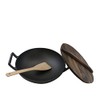 Home VSS Cast Iron， Pre-Seasoned Wok 12.5" With Wood Spatula