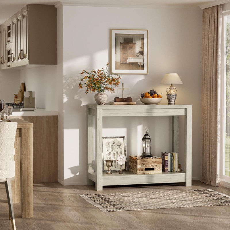 Besiost Small Farmhouse Wood Entryway Table Narrow Console Table with