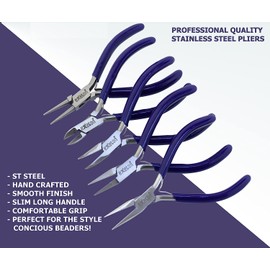 Exeton Jewelry Pliers, Exeton Set of 5 Professional Jewelry Making Pliers Tools Craft Pliers Set Wire Wrapping Tools for Jewelry Making (Blue, 15cm)